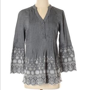 Style & CO Embroidered Eyelet Boho Floral Blouse